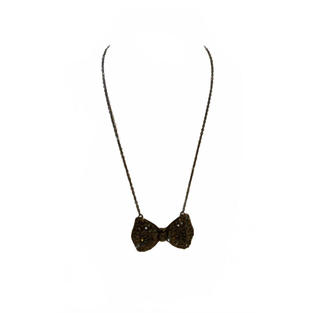 NEW SONYA'S bow necklace with thin chain in gunmetal